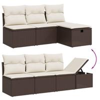 8-delige Loungeset met kussens poly rattan bruin - thumbnail