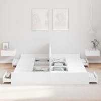 Opbergbedframe met hoofdeinde Wit 200 x 200 cm Bewerkt hout - thumbnail