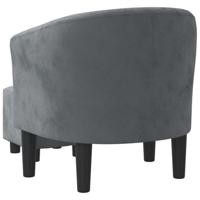 Kuipstoel met voetenbank fluweel donkergrijs - thumbnail