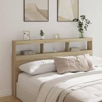 Hoofdbordkast met LED-verlichting 180x17x102 cm sonoma eiken - thumbnail
