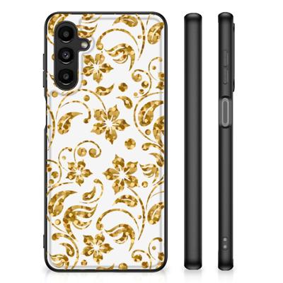 Samsung Galaxy A14 5G Bloemen Hoesje Gouden Bloemen Samsung Galaxy A14 5G Bloemen Hoesje Gouden Bloemen