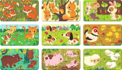 Ravensburger puzzel Dieren en hun kinderen 9x2 stukjes - thumbnail