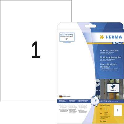 Herma 9500 Folie-etiketten 210 x 297 mm Polyethyleen folie Wit 10 stuk(s) Permanent hechtend Laser (kleur), Laser (zwart/wit), Kopiëren (kleur), Kopiëren Herma 9500 Folie-etiketten 210 x 297 mm Polyethyleen folie Wit 10 stuk(s) Permanent hechtend Laser (kleur), Laser (zwart/wit), Kopiëren (kleur), Kopiëren