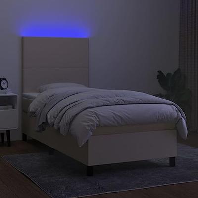 Boxspring met matras en LED stof crèmekleurig 100x200 cm