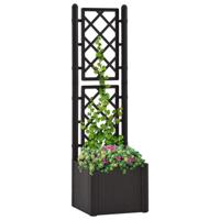 VidaXL Plantenbak hoog met latwerk en zelfbewateringssysteem antraciet - thumbnail