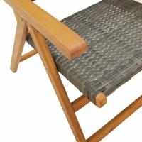 Tuinstoelen 6 st verstelbaar poly rattan en massief hout grijs - thumbnail