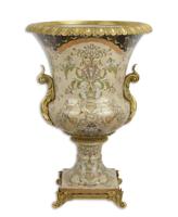 Porseleinen urn met bronzen montuur - thumbnail