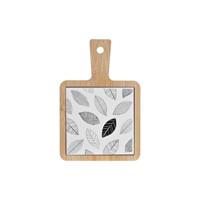 Snackdienblad DKD Home Decor Wit/Zwart Bamboe Keramiek Lakens Cottage 18 x 12 x 1 cm - thumbnail