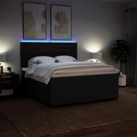 Boxspring met matras stof zwart 200x200 cm - thumbnail