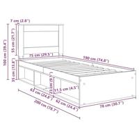 Bedframe Ambachtelijk eiken 75 x 190 cm Massief grenenhout - thumbnail