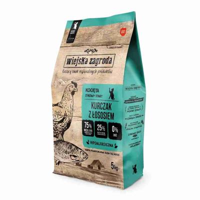 WIEJSKA ZAGRODA Kitten Chicken with salmon - droog kattenvoer - 5kg