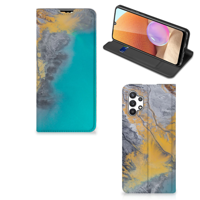 Samsung Galaxy A32 4G | A32 5G Enterprise Editie | Standcase | Marble Blue Gold - thumbnail