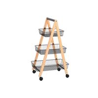 Fruitschaal Home ESPRIT Zwart Natuurlijk Staal Pijnboom 48 x 32 x 79 cm - thumbnail