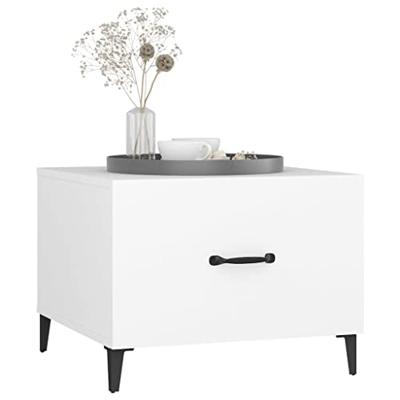Salontafel 2 st met metalen poten 50x50x40 cm wit - thumbnail