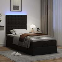 Ottoman bed met matras en LED's 180x200cm kunstleer zwart - thumbnail