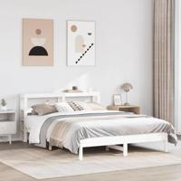 Bedframe zonder matras massief grenenhout wit 140x200 cm - thumbnail
