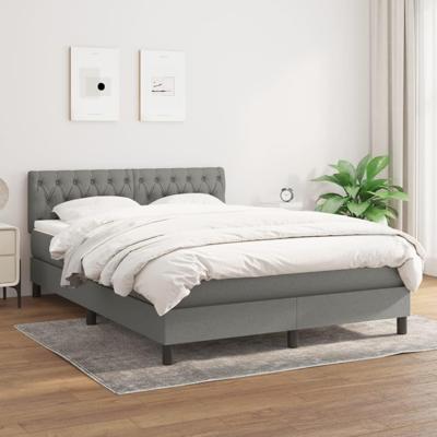 Boxspring met matras stof donkergrijs 140x190 cm