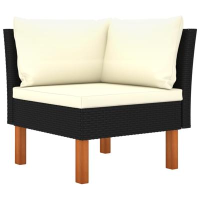 Tuinbank 3-zits met kussens poly rattan zwart