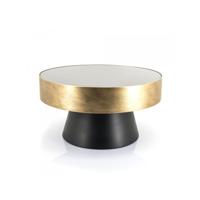 By-Boo Salontafel 'Bunga' 75cm zwart/goud met glazen blad - thumbnail