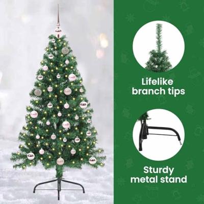 VidaXL Kunstmatig voorverlicht kerstboom met 150 led groen 150 cm pvc