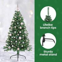 VidaXL Kunstmatig voorverlicht kerstboom met 150 led groen 150 cm pvc - thumbnail