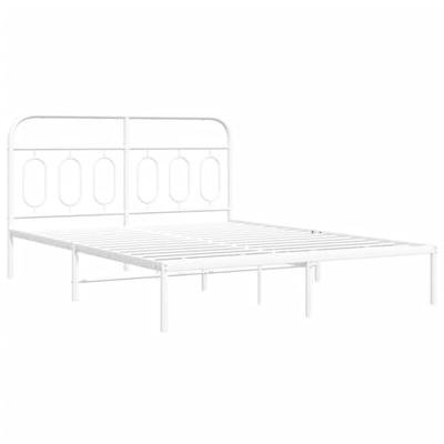 Bedframe met hoofdbord metaal wit 140x200 cm - thumbnail