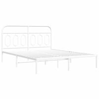 Bedframe met hoofdbord metaal wit 140x200 cm - thumbnail
