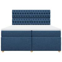Boxspring met matras stof blauw 200x200 cm - thumbnail