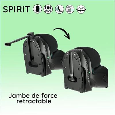 Isofix autostoeltje NANIA SPIRIT 40-150 cm R129 - 0 tot 10 jaar - Achterwaarts gericht 40-105 cm - Verstelbare hoofdsteun - Liggend - Draaibaar - Zwart