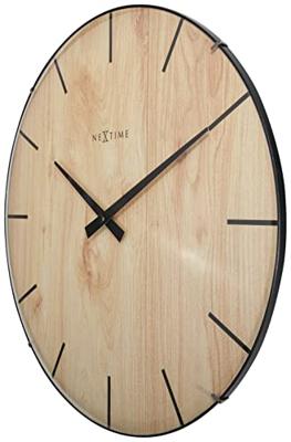 NeXtime ne-3249 wandklok edge-wood-dome dia 35cm kunststof licht bruin