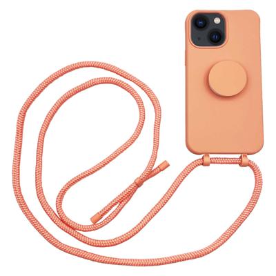 Høyde - iPhone 13 Mini - Telefoonhoes met koord + Socket houder - Oranje
