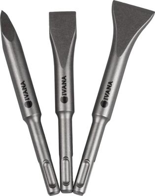 Ivana beitelset - SDS-Plus - 3-delig - 140 mm lang, Punt, Plat 20 mm, Spade 30 mm