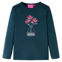 Kindershirt met lange mouwen bloemenprint 104 donkergroen - thumbnail