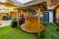 Tuindeco Tourist prieel 340x340 cm vuren groen geïmpregneerd - incl. dakshingles, afdekkap en bol - Showmodel Wommelgem- Puntdak- Geïmpregneerd vurenhout- Tuindeco - thumbnail