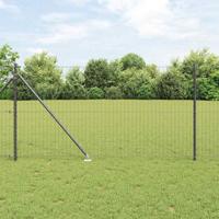 VidaXL Hek met paal grijs 1 x 10 m staal en pvc - thumbnail