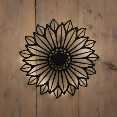 Zonnebloem solar metaal 38x5,5x38 cm zwart Anna's Collection - Annas collection