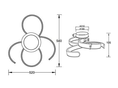 Trio Moderne plafondlampFrancis Ø 54cm - 671310142