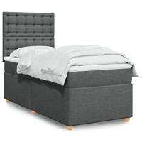 Boxspring met matras stof donkergrijs 90x190 cm - thumbnail