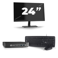 HP EliteDesk 800 G2 USFF - Intel Core i7-6e Generatie - 16GB RAM - 256GB SSD - Windows 11 + 1x 24 inch Monitor - thumbnail