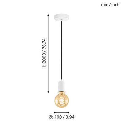 Eglo HanglampYorth pendel wit met zwart snoer - 32527