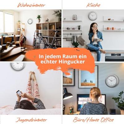 Mebus 19448 Wandklok Zendergestuurd 30 cm x 4 cm Zilver