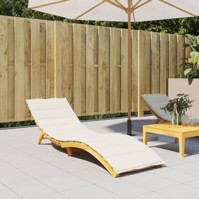 VidaXL Ligbedkussen 200x60x4 cm stof gemêleerd crèmekleurig