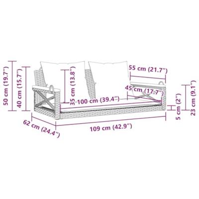 Schommelbank met kussens 109x62x40 cm poly rattan zwart Schommelbank met kussens 109x62x40 cm poly rattan zwart