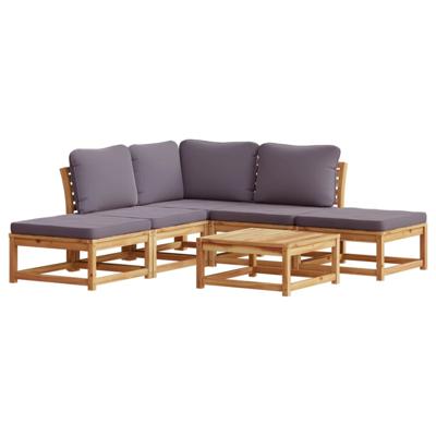 4-delige Loungeset met kussens massief acaciahout - thumbnail