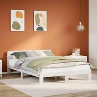 Bedframe zonder matras massief grenenhout wit 150x200 cm - thumbnail