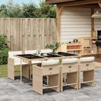 7-delige Tuinset met kussens poly rattan beige - thumbnail