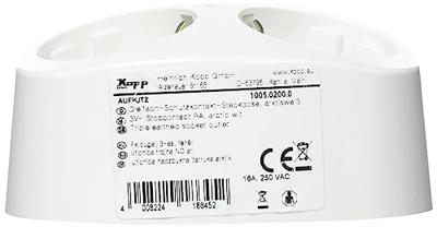 KOPP - Wandcontactdoos - Standard - Opbouw - 3-voudig Stopcontact - Randaarde - Arctic Glans Wit - thumbnail