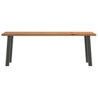 Eettafel met natuurlijke rand 220x80x74 cm massief eikenhout - thumbnail