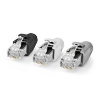 Nedis CCBW89390GY Rj45-connector Rj45 Pass Through Stevig/gesnoerd Ftp Cat7 Recht Verguld 10 Stuks Pvc Grijs / Wit / Zwart Doos - thumbnail