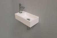 Fonteinset INK Versus 36x18x9 cm Polystone Mat Wit Met Kraangat Links Chroom - thumbnail